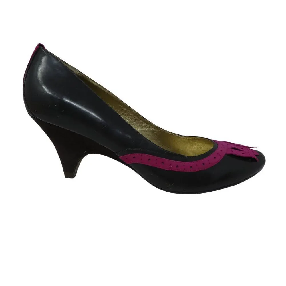 Poetic License Passion Brown Pink Fringe Patent Leather Pumps Heels Womens 10